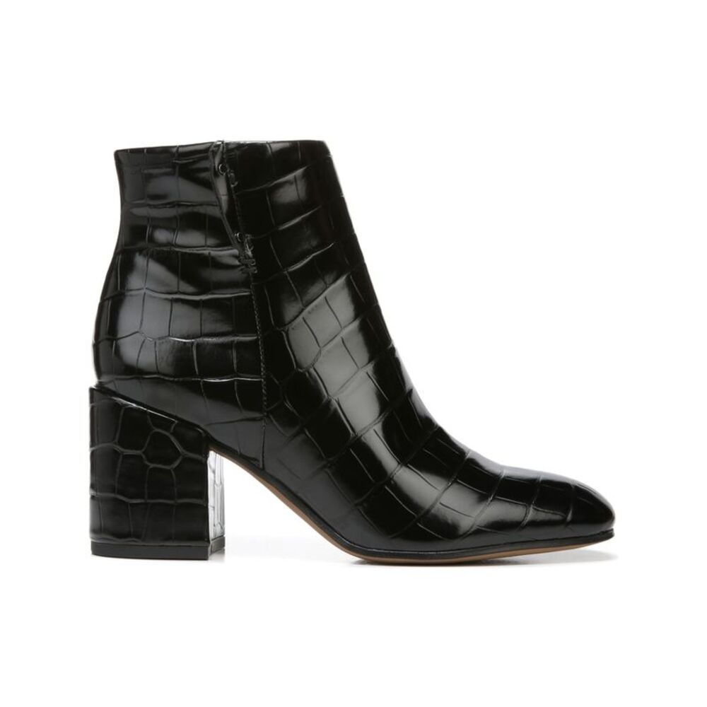 FRANCO SARTO Womens Black Crock Print Tenton Almond Toe Block Heel Booties 7.5 M - Picture 3 of 5